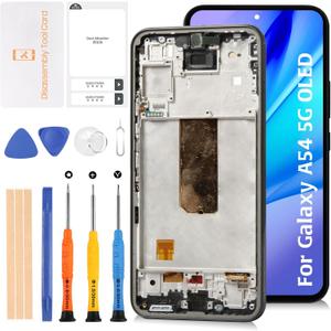 OLED Galaxy A54 5G Screen +Fingerprint Support Replacement with Graphite Frame Touch Screen Digitizer for Samsung Galaxy A54 5G A546V A546U A546B A546E A546M 6.4" 2023