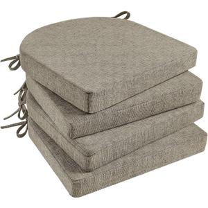 Basic Beyond Chair Cushions for Dining Chairs 4 Pack, Kitchen Chair Cushions with Ties and Non Slip Backing, 16 x 16 inches Chair Pads for Dining Chairs (Khaki)