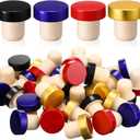 Yookeer T-shaped Stopper Cork  Bottle Stoppers Reusable Sealing Plug for Beer Bottles DIY Craft(Red, Blue, Black, Gold,36 Pieces)