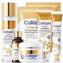 Collagen Skin Care Set, 6Pcs Anti Aging Face Care Sets for Women, Firming Skin, Shrink Pores, Smooth Wrinkles, Hydrating Skin Care Set Include Serum Face Cream Eye Cream Toner Cleanser Facial Mask1