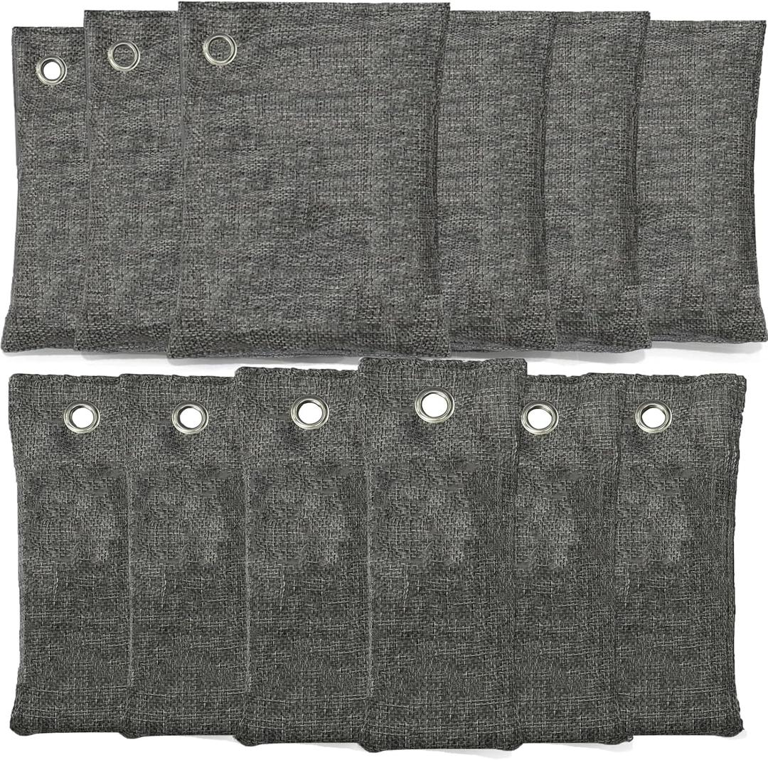 Charcoal bags Odor Absorber Activated Bamboo Charcoal Air Purifying Bag for Home Odor Eliminator Car Air Freshener for Closet Deodorizer Shoe Room Basement Litter Box Pet safe Bag-6x150g,6x50g