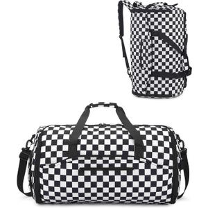 NPBAG Convertible Garment Duffle Bags for Travel - Carry on Garment Bag, Suit Bag for Men & Women, 3 in 1 Foldable Travel Duffle Backpack with Shoulder Strap (Checkerboard)
