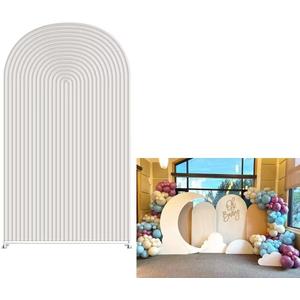 Arch Fabric Backdrop Covers Wedding Ripples White Color Arched 6ft Panel Cover Stretchy Decor Banner for Birthday Banquet Parties Bridal Shower (30''by 72'')