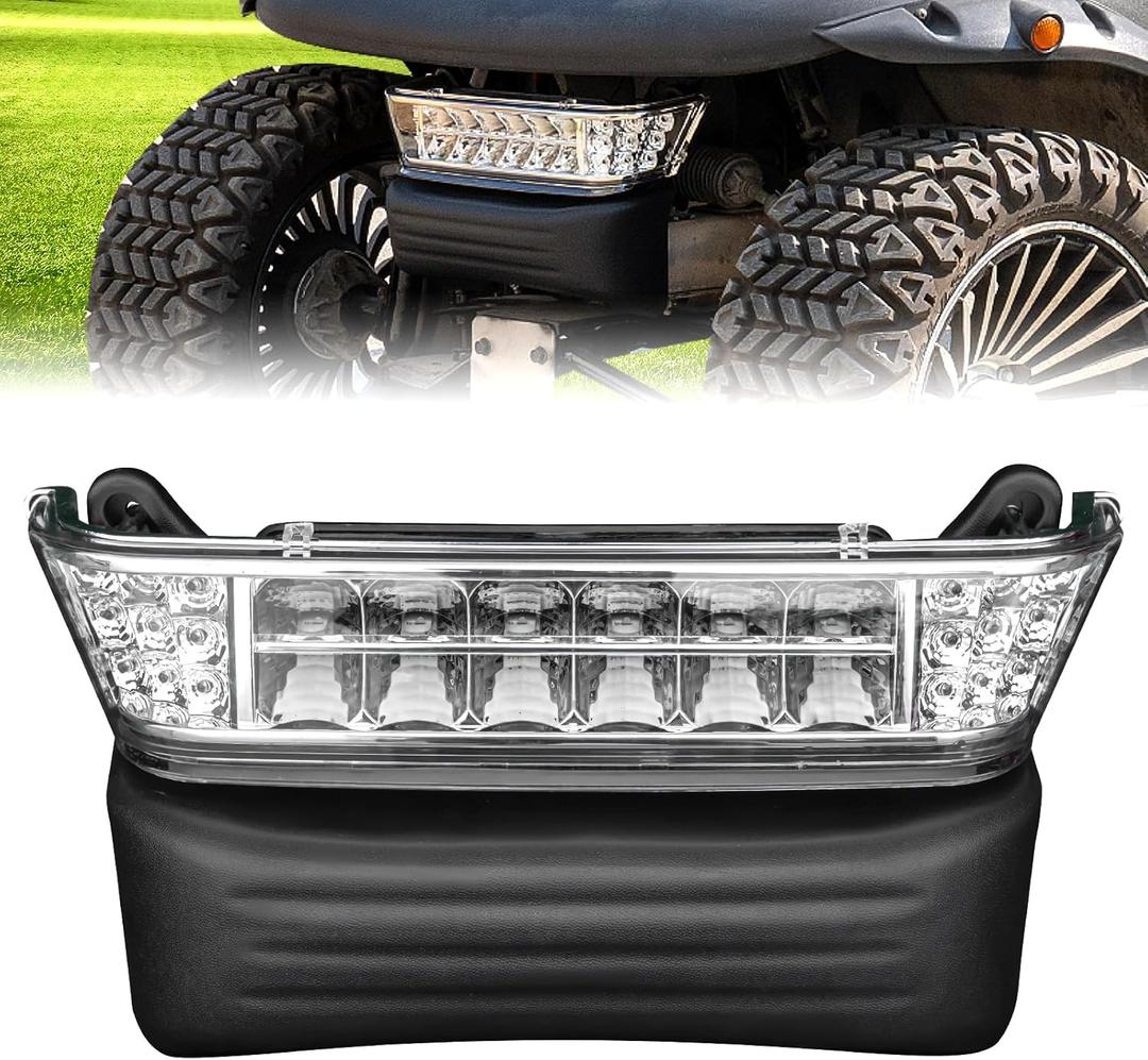 NOKINS Club Car Precedent Light Kit with Bumper for Club Car Precedent 2004-UP Electric Gas Golf Cart - 12V LED Headlight & Turn Signal Light(Fit #102524800/1025248-01) (Single Front Light)