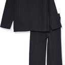 Amazon Essentials Girls and Toddlers' Wide-Rib Outfit Set, Pack of 2 (Small, Black)