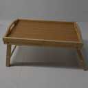 Breakfast Bed Tray for Eating - Raised Food Table Up to 9.5" on Lap Sofa - Adjustable Bamboo Serving Tray - Portable Snack Platter with Folding Legs Ideal for Bedroom Picnic (Medium, Natural)