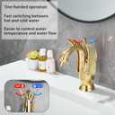 Gold Bathroom Faucet GGStudy Swan Shape Single Handle One Hole Bathroom Vanity Faucet Basin Tap Deck Mount Lavatory