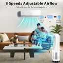 Bladeless Tower Fan, 1400W Space Heater & 40W Cooler Fan Combo with Remote, 80Oscillation, 8 Speeds and 3 Heating Modes, 9H Timer, LED Display, Fast Safety Heat and Quiet for Bedroom, Kitchen, Office