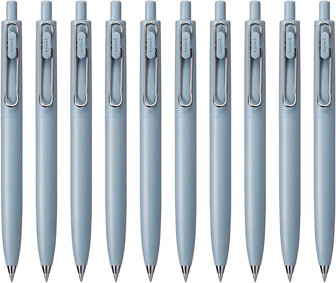 Uni-Ball One F, Gel Ink Ballpoint Pen, 0.5mm Fine Point, Faded Blue (Winter Frost), UMNSF05F.33, Pack of 10