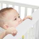 ZHAXINLAOTIE 3 in 1 Breathable Crib Rail Covers for Life Size Cribs, White Soft Anti-Collision Strip Corner Covers, Protect Baby Teeth and Save Crib Rails, Rail Edge Protector Strip (White-4pc)