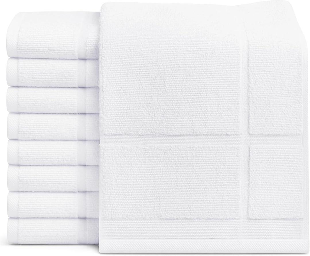 GOLD TEXTILES 12 Pack White Bath Mat Towels 20x30 Inches (Not a Bathroom Rug)- Cotton Blend Washable Economy Hotel Bath Mats