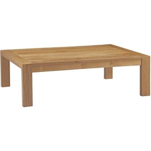 Modway Upland Teak Wood Outdoor Patio Coffee Table in Natural
