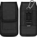 ykooe Cell Phone Holster Compatible with iPhone 16 15 14 13 12 & Pro Models- Belt Clip and Card Holder, Black, L