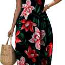 Nhicdns Women's Summer Plus Size Hawaiian Dresses Tie Dye Spaghetti Strap Maxi Dress Beach Boho Casual Sundress (3X-Large, Red)