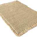Upgraded Waffle Runner Rug, Super Absorbent Non Slip Bath Mats for Bathroom Floor, Machine Washable Bathroom Runner Rug with Tassels for Laundry Room, Modern Farmhouse Decor (Brown 43x61cm)