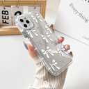 NITITOP Compatible with iPhone 11 Pro Max Case Mirror Cute Silk Ribbon Bow Knot Pattern for Girls Women Bowknot Ultra Slim with Bumper Protector Soft TPU Silver Protective Cover - White