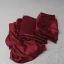 Entisn 3Pcs Silky Satin Sheets Set, Full Size Satin Bed Sheets Set, Burgundy Luxury Bedding Sets, Breathable & Ultra Soft Sheets Set Includes 1 Fitted Sheet, 1 Flat Sheet, 3 Pillowcases Burgundy