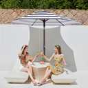 JEAREY 7.5FT Patio Umbrella Outdoor Market Umbrella with 6 Sturdy Ribs, Push Button Tilt/Crank Table Umbrella for Garden, Deck, Backyard and Pool, Black & White Stripe