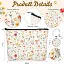 5 Pcs Wildflower Themed Gifts Set for Women Include Aesthetic Canvas Tote Bag Zipper Makeup Bag Keychain Notebook Pen for Flower Lover Party Favors Gift for Birthday Valentine Christmas