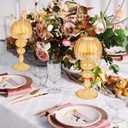 Desk Lamp Shaped Glass Candle Holders - Glass Hurricane Candleholders Crystal Decorative Candle Stand for Table Wedding Dinning Centerpieces Party Supplies Decor Amber