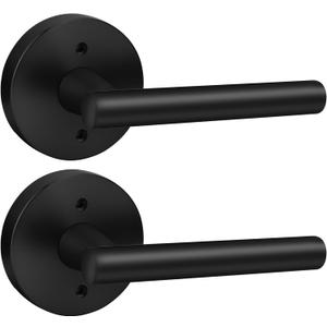 Haidms 2 Pieces Black Dummy Door Handles, No-Turning Dummy Door Levers, Inactive Half Door Handle, Decorative Black Door Handle for Closet