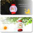 MUMTOP Solar Lantern Christmas Cardinal Reindeer Light, Crackle Glass Christmas Lanterns Hanging Solar Lights Outdoor LED Waterproof Tabletop Lamp for Table Yard Garden Patio Lawn Christmas Decor