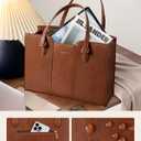 LOVEVOOK Laptop Bag for Women - Waterproof Work Bag for Women & Vintage Laptop Tote Purse with Wristlet