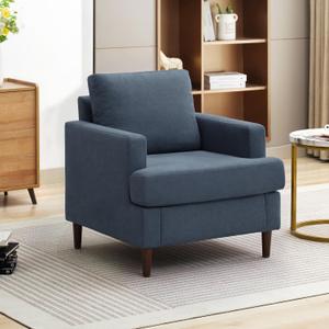Weture Mid-Century Accent Chair, Modern Linen Fabric Armchair for Living Room, Comfy Upholstered Reading Accent Chairs for Bedroom, Single Sofa Chair with Wood Legs
(Blue Grey, Pack of 1)