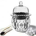 Caviar Server Set,Chilled bowl Glass Caviar Dish With Lids,ice bowls to keep food cold, Elegant Serving Tray for Caviar Shrimp and Party Appetizers dip bowl ice cream (Leaf-Large 5.1''x7.1'')