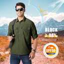 MAGCOMSEN Men's UPF 50+ Sun Protection Shirts, Button Down Long Sleeve Shirt for Hiking, Fishing, Safari Army Green, Large