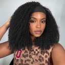 Kinky Curly Headband Wigs for Black Women Short Afro Bomb Curly Wigs Fluffy Black Curly Synthetic Wigs Wear and Go Glueless Headband Wig 150% Density Natural Black 14 Inches