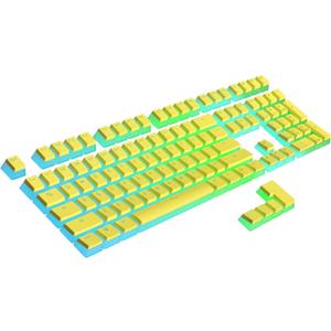 Ranked Pudding PBT Keycaps | 112 Double Shot Translucent ANSI US & ISO Layout | OEM Profile for RGB Mechanical Gaming Keyboard (Yellow)