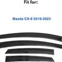 IG Window Visors Fit for 2016-2023 Mazda CX-9, Out-Channel Rain Guards Vent Wind Deflectors 4PC, Car Accessories for 16-23 Mazda CX9