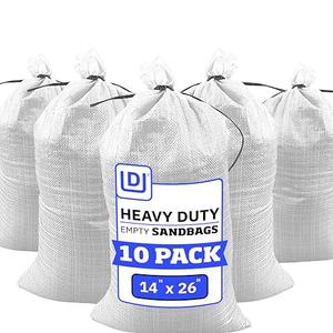 DURASACK Heavy Duty Sand Bags with Tie Strings Empty Woven Polypropylene Sand-Bags for Flood Control with 1600 Hours of UV Protection, 50 lbs Capacity, 14x26 inches, White, Pack of 3