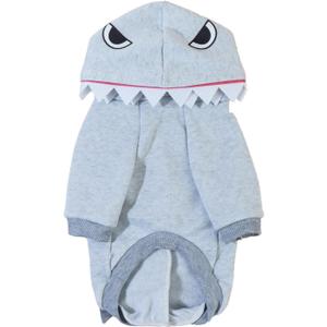 QWINEE Shark Dog Hoodie Dog Warm Jacket Coat Puppy Sweatshirt Christmas Halloween Dog Costume Cosplay Winter Dog Clothes Pet Apparel for Small Medium Dogs Cats Kitten Grey XXS