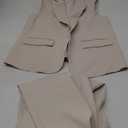 PRETTYGARDEN Womens 2 Piece Blazer Suits V Neck Sleeveless Vest Wide Leg Pants Sets Summer Matching Outfits (Beige, Small)