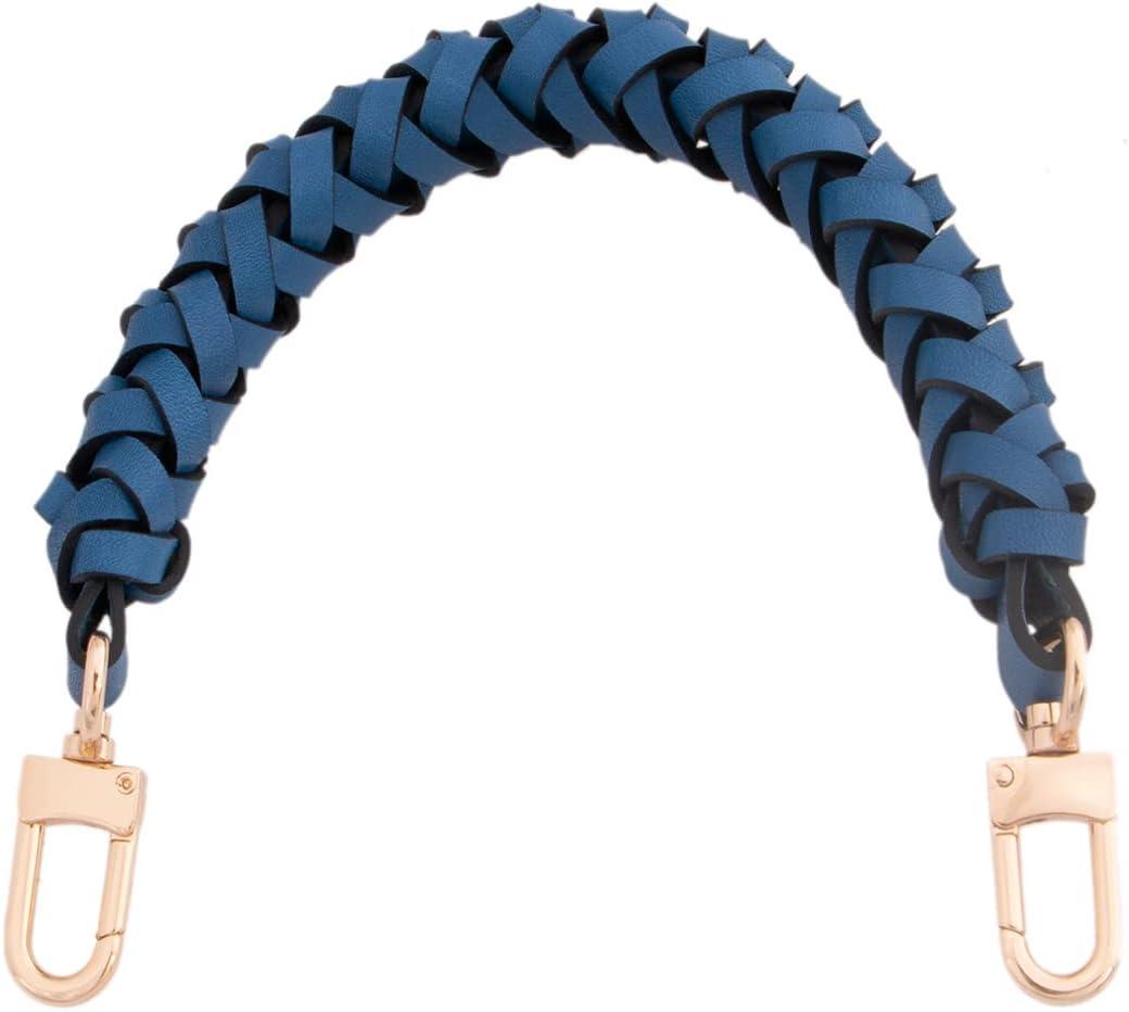 Genuine Leather Braided Handle compatible with Neonoe Strap for Metis Noe BB NM Beaubourg Hobo (Blue)