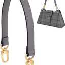 PH PandaHall 14.6 Inch Short Purse Strap, Gray Leather Bag Strap Handle Replacement Puse Handle Neutral Handbag Chain for Women DIY Wallet Underarm Bags Handbag Shoulder Bags, Golden Hardware