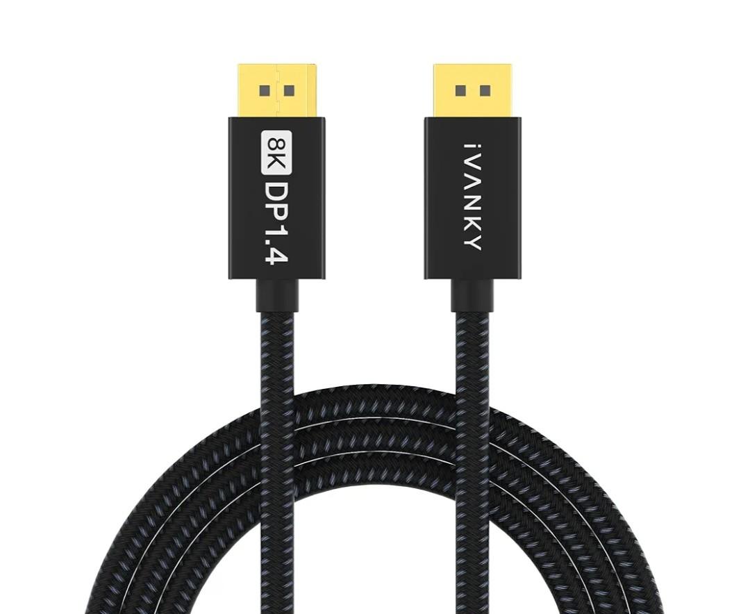 IVANKY DisplayPort Cable 10ft 1.4, 8K DP to DP Cable[8K@60Hz, 4K@144Hz, 1080P@240Hz], Support HBR3, 32.4Gbps, HDCP 2.2, HDR, 8K Display Port Cord Compatible for Gaming Monitor, TV, PC, Laptop - 10ft