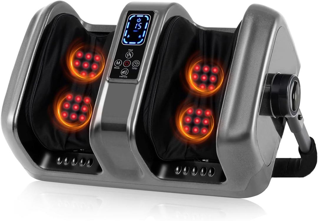 Foot Massager with Heat, Deep Kneading Electric Feet Massager with Remote Control, Calf Ankle Leg Relaxation Machine for Home & Office, Gift for Women & Men