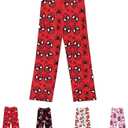 Anime Pajama Pants Cartoon Pajama Couple Casual Long Pants Bottoms For Men Women (Red, L)