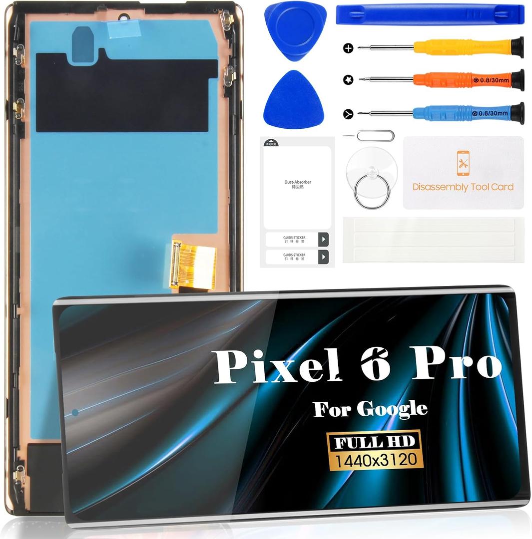 OLED for Google Pixel 6 Pro Screen Replacement for Google Pixel 6 Pro LCD Digitizer Repair Kits for Google Pixel 6 Pro GLUOG G8VOU Touch Screen Display Assembly Replacement with Frame(Black)