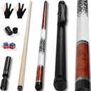 Advanced Pool Stick with Telescopic Cue Extension, Original Dyeing Brown Cue Sticks for Billiard Enthusiasts, 58'' Pool Cue Set with Accessories (Leatheret Carry Bag, Chalks, Gloves) (19 Oz)
