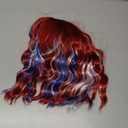 BERON 14 Inches 4th of July Wig Red White and Blue Wigs for Women Short Curly Red White and Blue Flag Wigs with Bangs for Daily Party Hairnet nclude
