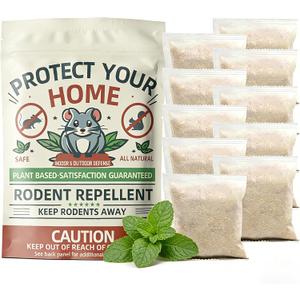 Mouse Repellent Pouches, 10 Pack Peppermint Oil Rodent Mouse Deterrent, Suitable for Indoor and Outdoor Use, Prevents Squirrels Spider Pests and Repels Mice, Safe for Pets and Family