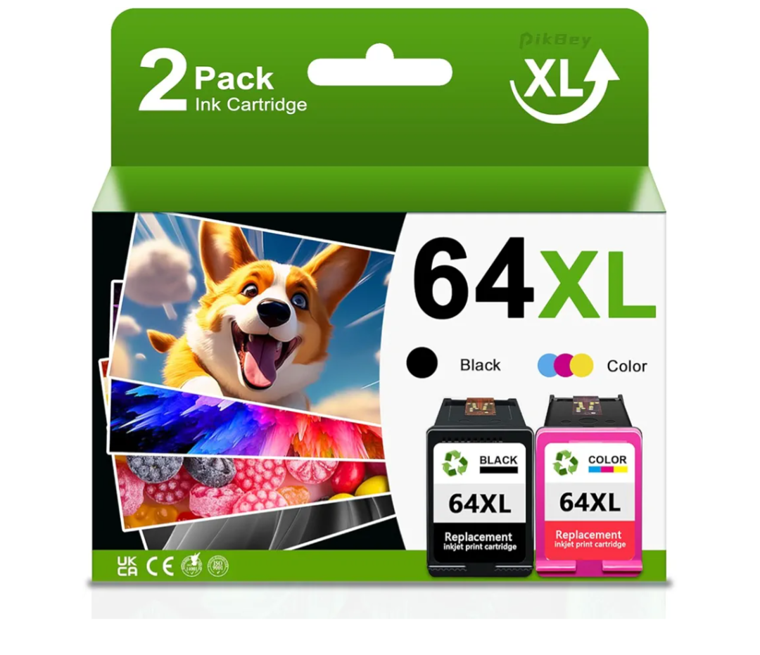 64XL Ink Cartridges Black Color Combo Pack Replacement for HP 64 64XL Ink High Yield for Envy Inspire 7900e 7200e 7255e 7955e Envy Photo 7155 7858 7855 6255 6258 Tango Series Printer (2-Pack)