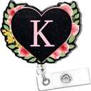 5 x Letter K Acrylic Badge Reel with Glitter - Sparkling Christmas Gift for Nurses, Teachers, Students & Office, Holiday ID Holder for RN, CNA, LPN