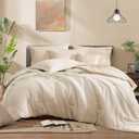 Monbix King Size Comforter Set, Brown King Bedding Set Reversible, King Comforter Set 7 Pieces, Cationic Dyeing Bed in a Bag with Comforter, Sheets, Pillowcases & Shams