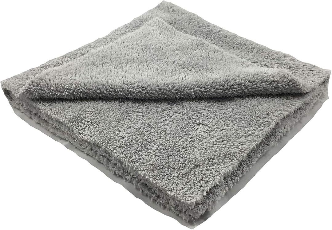FEYNLAB Plush 370 Microfiber Towel | Ultra-Soft, Absorbent, Lint, Scratch-Free Microfiber Cleaning Cloth for Detailing | Quick Drying, Durable, Premium Korean Microfiber Towels for Cars, Home & More, Grey 