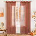 MIULEE 2 Panels Solid Color Sheer Curtains 84 Inch Length Set Fall Terracotta Rust Elegant Grommet Light Filtering Window Voile Drapes/Treatment for Bedroom Living Room W54 x L84 Inch, Burnt Orange
